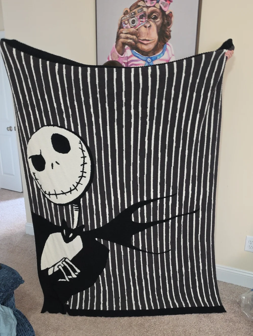 New BAREFOOT DREAMS COZYCHIC DISNEY JACK SKELLINGTON THROW BLANKET 54X72